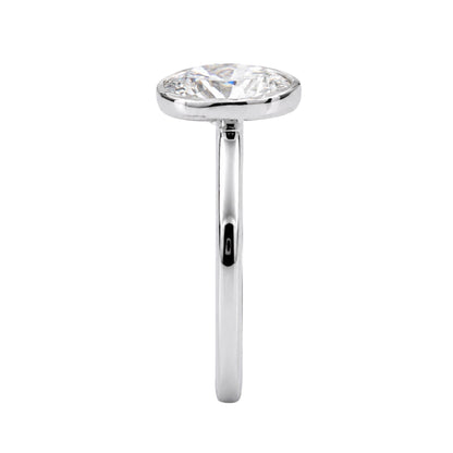 1 to 6 ct. T.W. Lab-Grown Diamond Oval Cut Solitaire Bezel Engagement Ring in 14K White Gold or 14K Yellow Gold