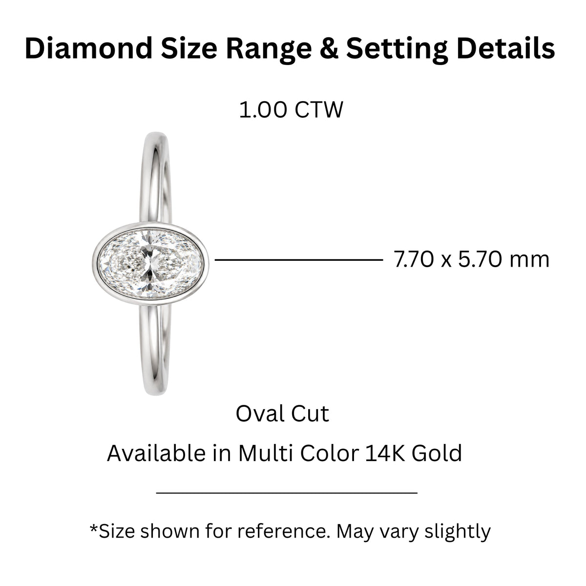 1 to 6 ct. T.W. Lab-Grown Diamond Oval Cut Solitaire Bezel Engagement Ring in 14K White Gold or 14K Yellow Gold
