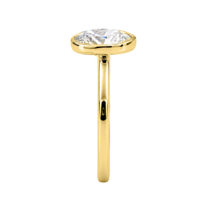1 to 6 ct. T.W. Lab-Grown Diamond Oval Cut Solitaire Bezel Engagement Ring in 14K White Gold or 14K Yellow Gold