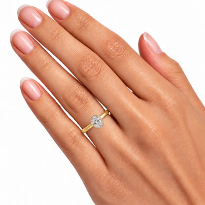 1 to 6 ct. T.W. Lab-Grown Diamond Oval Cut Solitaire Bezel Engagement Ring in 14K White Gold or 14K Yellow Gold