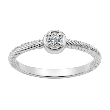 0.15 ct. T.W. Lab-Grown Diamond Round Bezel Engagement Ring in 14K White Gold or 14K Yellow Gold