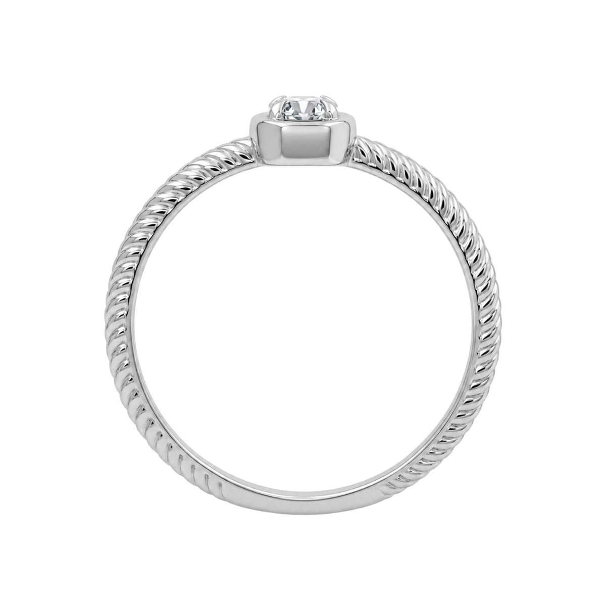 0.15 ct. T.W. Lab-Grown Diamond Round Bezel Engagement Ring in 14K White Gold or 14K Yellow Gold