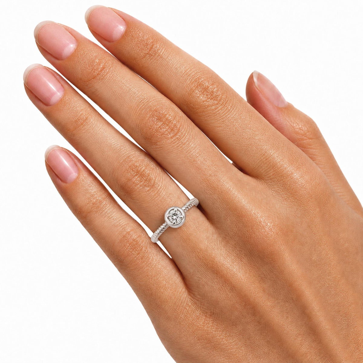 0.15 ct. T.W. Lab-Grown Diamond Round Bezel Engagement Ring in 14K White Gold or 14K Yellow Gold