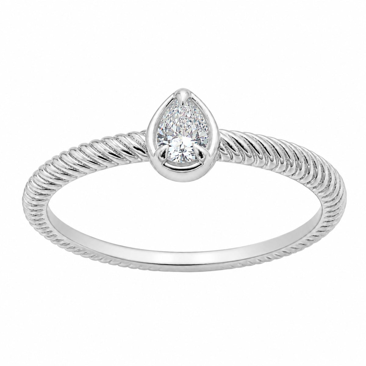 0.2 ct. T.W. Lab-Grown Diamond Pear Bezel Engagement Ring in 14K White Gold or 14K Yellow Gold