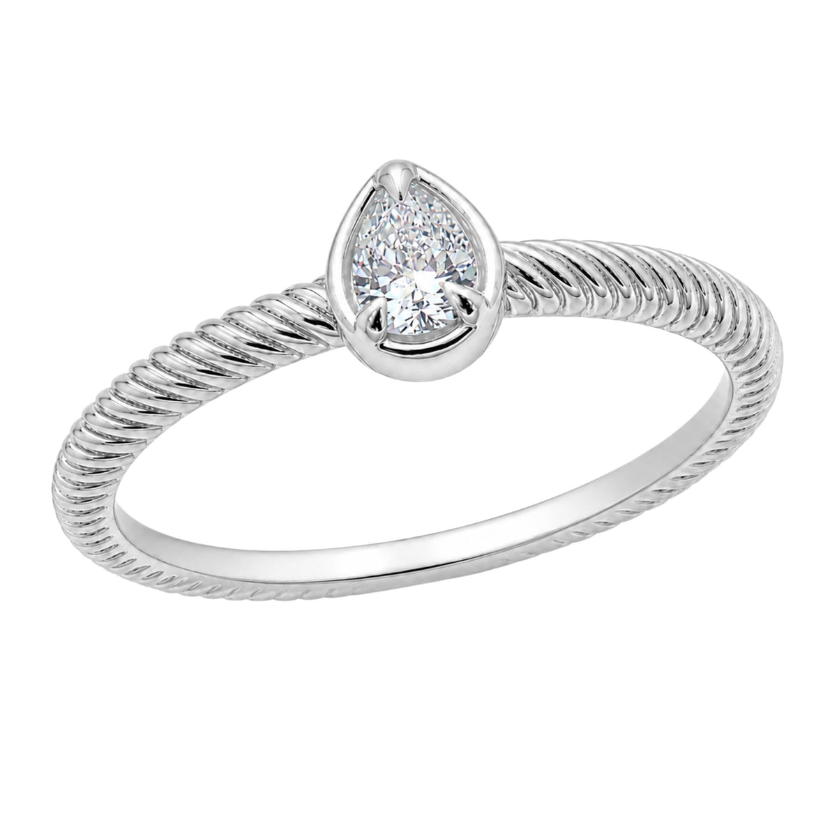 0.2 ct. T.W. Lab-Grown Diamond Pear Bezel Engagement Ring in 14K White Gold or 14K Yellow Gold