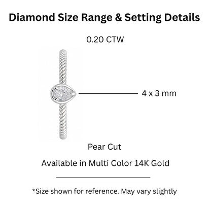 0.2 ct. T.W. Lab-Grown Diamond Pear Bezel Engagement Ring in 14K White Gold or 14K Yellow Gold