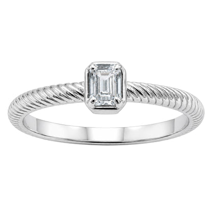 0.2 ct. T.W. Lab-Grown Diamond Emerald-Cut Bezel Engagement Ring in 14K White Gold or 14K Yellow Gold