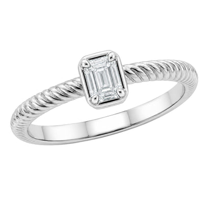 0.2 ct. T.W. Lab-Grown Diamond Emerald-Cut Bezel Engagement Ring in 14K White Gold or 14K Yellow Gold