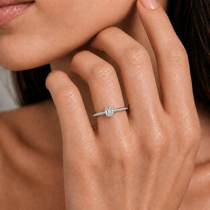 0.2 ct. T.W. Lab-Grown Diamond Emerald-Cut Bezel Engagement Ring in 14K White Gold or 14K Yellow Gold