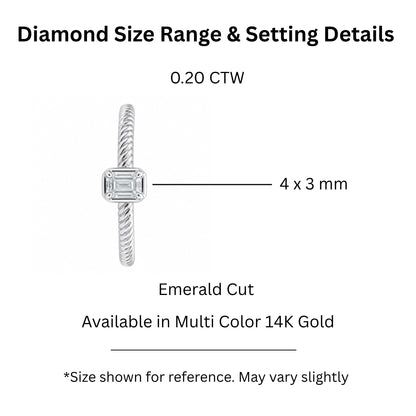 0.2 ct. T.W. Lab-Grown Diamond Emerald-Cut Bezel Engagement Ring in 14K White Gold or 14K Yellow Gold