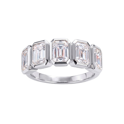 3 ct. T.W. Lab-Grown Diamond Emerald-Cut Five-Stone Wedding Ring in 14K White Gold or 14K Yellow Gold