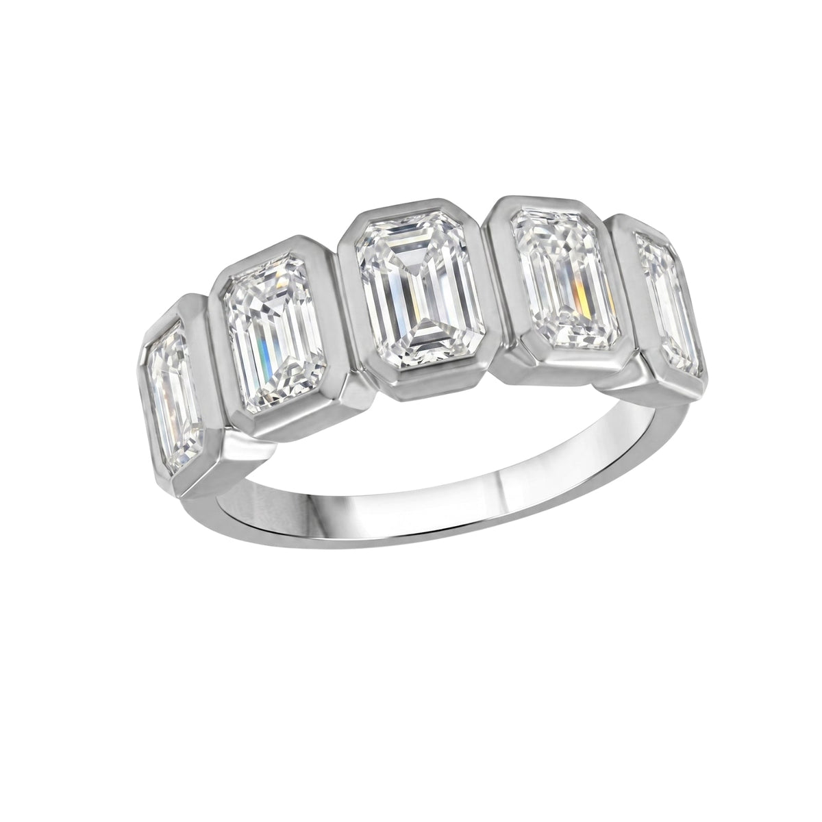 3 ct. T.W. Lab-Grown Diamond Emerald-Cut Five-Stone Wedding Ring in 14K White Gold or 14K Yellow Gold