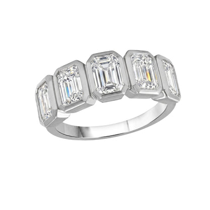 3 ct. T.W. Lab-Grown Diamond Emerald-Cut Five-Stone Wedding Ring in 14K White Gold or 14K Yellow Gold