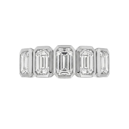 3 ct. T.W. Lab-Grown Diamond Emerald-Cut Five-Stone Wedding Ring in 14K White Gold or 14K Yellow Gold