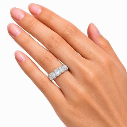 3 ct. T.W. Lab-Grown Diamond Emerald-Cut Five-Stone Wedding Ring in 14K White Gold or 14K Yellow Gold