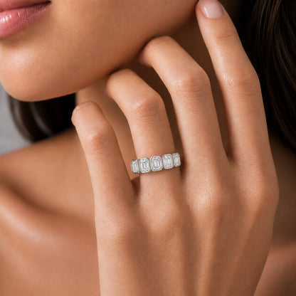 3 ct. T.W. Lab-Grown Diamond Emerald-Cut Five-Stone Wedding Ring in 14K White Gold or 14K Yellow Gold