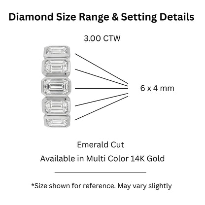 3 ct. T.W. Lab-Grown Diamond Emerald-Cut Five-Stone Wedding Ring in 14K White Gold or 14K Yellow Gold
