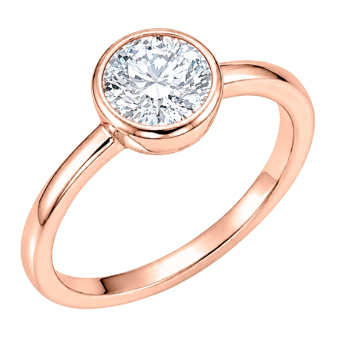 1 to 6 ct. T.W. Lab-Grown Diamond Round Cut Solitaire Bezel Engagement Ring in 14K White Gold or 14K Yellow Gold