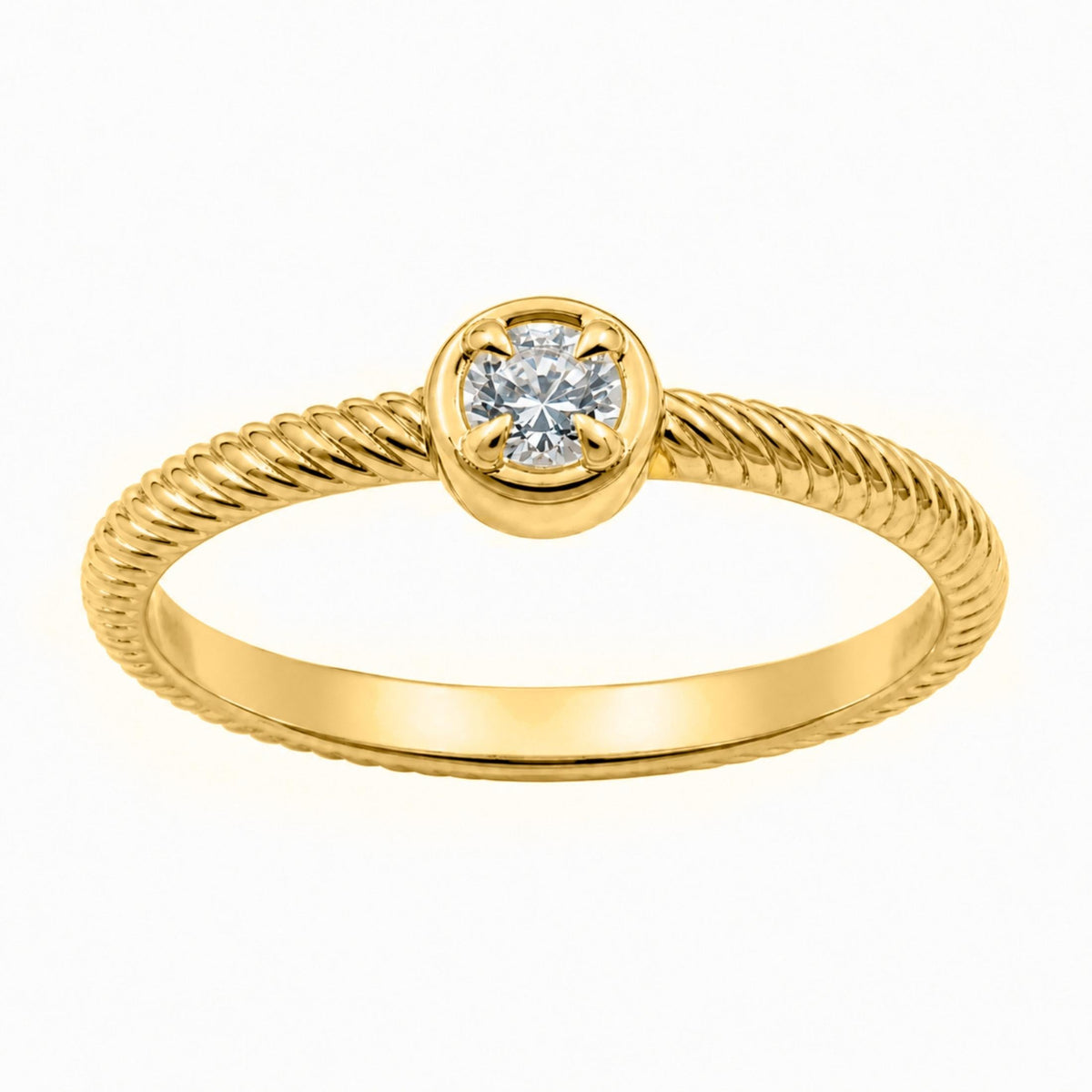 0.15 ct. T.W. Lab-Grown Diamond Round Bezel Engagement Ring in 14K White Gold or 14K Yellow Gold