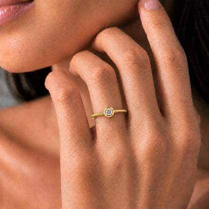 0.15 ct. T.W. Lab-Grown Diamond Round Bezel Engagement Ring in 14K White Gold or 14K Yellow Gold
