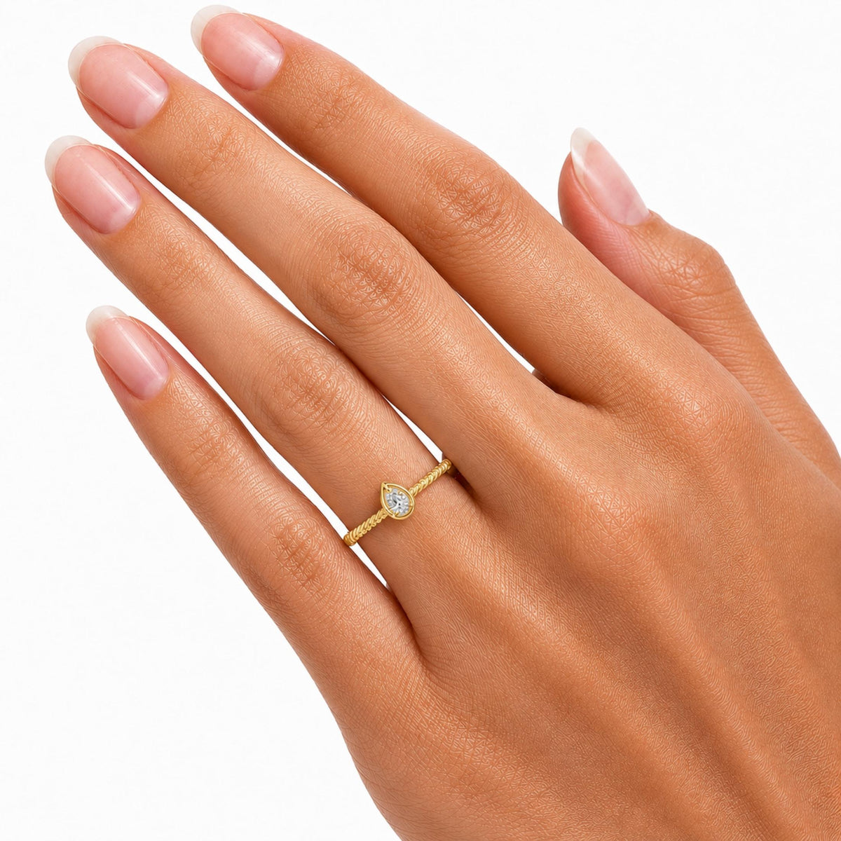 0.2 ct. T.W. Lab-Grown Diamond Pear Bezel Engagement Ring in 14K White Gold or 14K Yellow Gold