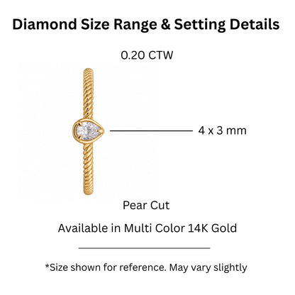 0.2 ct. T.W. Lab-Grown Diamond Pear Bezel Engagement Ring in 14K White Gold or 14K Yellow Gold