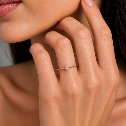 0.2 ct. T.W. Lab-Grown Diamond Pear Bezel Engagement Ring in 14K White Gold or 14K Yellow Gold