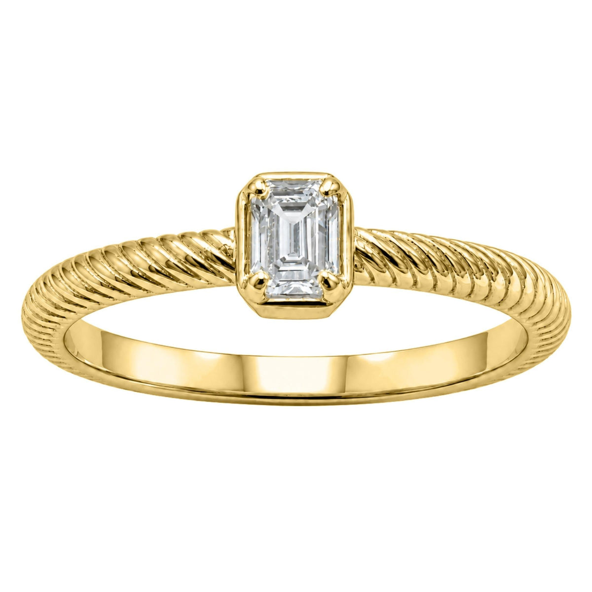 0.2 ct. T.W. Lab-Grown Diamond Emerald-Cut Bezel Engagement Ring in 14K White Gold or 14K Yellow Gold