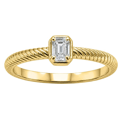 0.2 ct. T.W. Lab-Grown Diamond Emerald-Cut Bezel Engagement Ring in 14K White Gold or 14K Yellow Gold