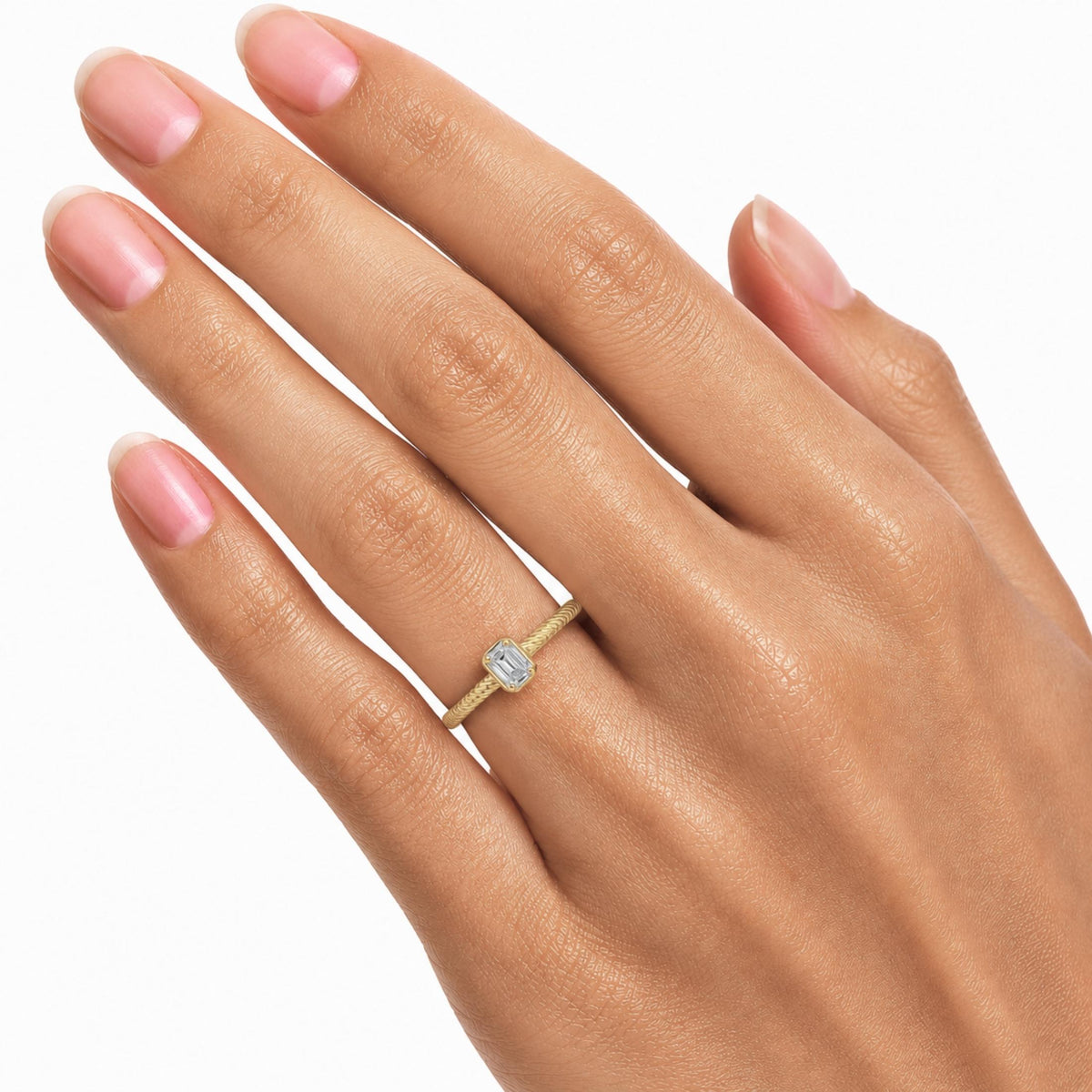 0.2 ct. T.W. Lab-Grown Diamond Emerald-Cut Bezel Engagement Ring in 14K White Gold or 14K Yellow Gold