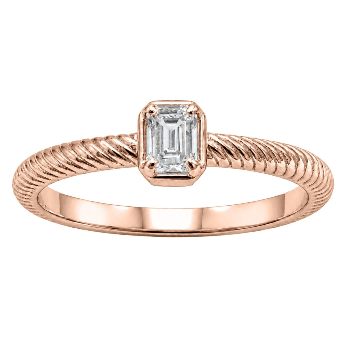 0.2 ct. T.W. Lab-Grown Diamond Emerald-Cut Bezel Engagement Ring in 14K White Gold or 14K Yellow Gold
