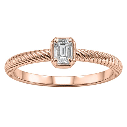 0.2 ct. T.W. Lab-Grown Diamond Emerald-Cut Bezel Engagement Ring in 14K White Gold or 14K Yellow Gold