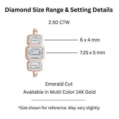 2.5 ct. T.W. Lab-Grown Diamond Emerald-Cut Three-Stone Engagement Ring in 14K White Gold or 14K Yellow Gold