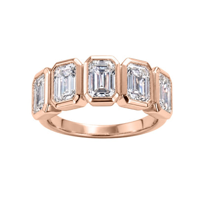 3 ct. T.W. Lab-Grown Diamond Emerald-Cut Five-Stone Wedding Ring in 14K White Gold or 14K Yellow Gold