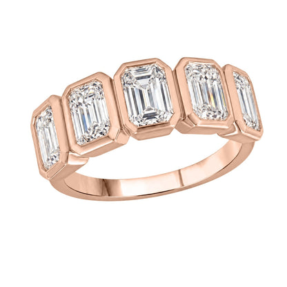 3 ct. T.W. Lab-Grown Diamond Emerald-Cut Five-Stone Wedding Ring in 14K White Gold or 14K Yellow Gold