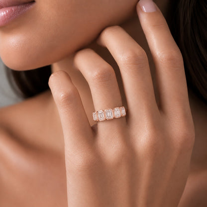 3 ct. T.W. Lab-Grown Diamond Emerald-Cut Five-Stone Wedding Ring in 14K White Gold or 14K Yellow Gold