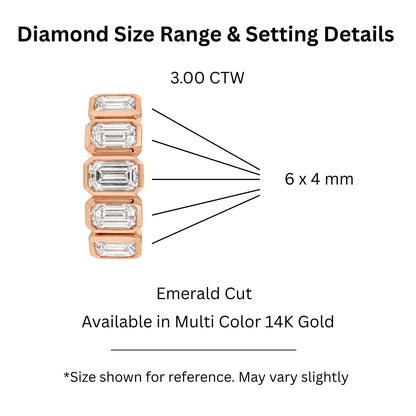 3 ct. T.W. Lab-Grown Diamond Emerald-Cut Five-Stone Wedding Ring in 14K White Gold or 14K Yellow Gold