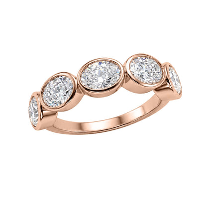 3 ct. T.W. Lab-Grown Diamond Oval Five-Stone Wedding Ring in 14K White Gold or 14K Yellow Gold