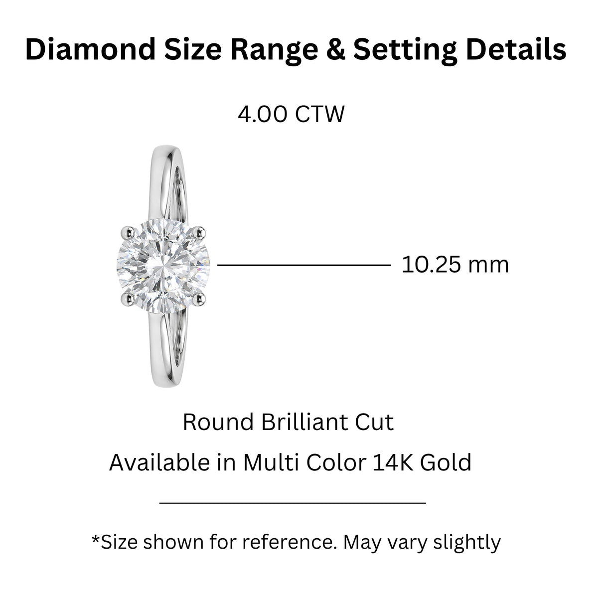Lab-Grown Diamond Round Cut Solitaire Engagement Ring in 14K White Gold or 14K Yellow Gold