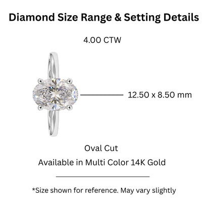 Lab-Grown Diamond Oval Cut Solitaire Engagement Ring in 14K White Gold or 14K Yellow Gold