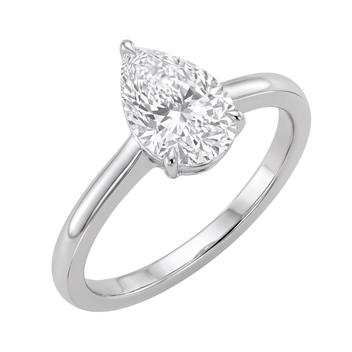 Lab-Grown Diamond Pear Cut Solitaire Engagement Ring in 14K White Gold or 14K Yellow Gold
