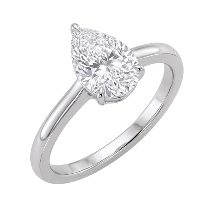 Lab-Grown Diamond Pear Cut Solitaire Engagement Ring in 14K White Gold or 14K Yellow Gold