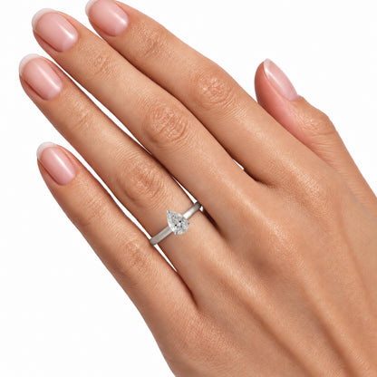 Lab-Grown Diamond Pear Cut Solitaire Engagement Ring in 14K White Gold or 14K Yellow Gold