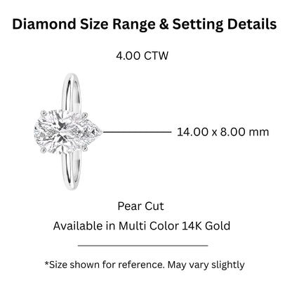 Lab-Grown Diamond Pear Cut Solitaire Engagement Ring in 14K White Gold or 14K Yellow Gold