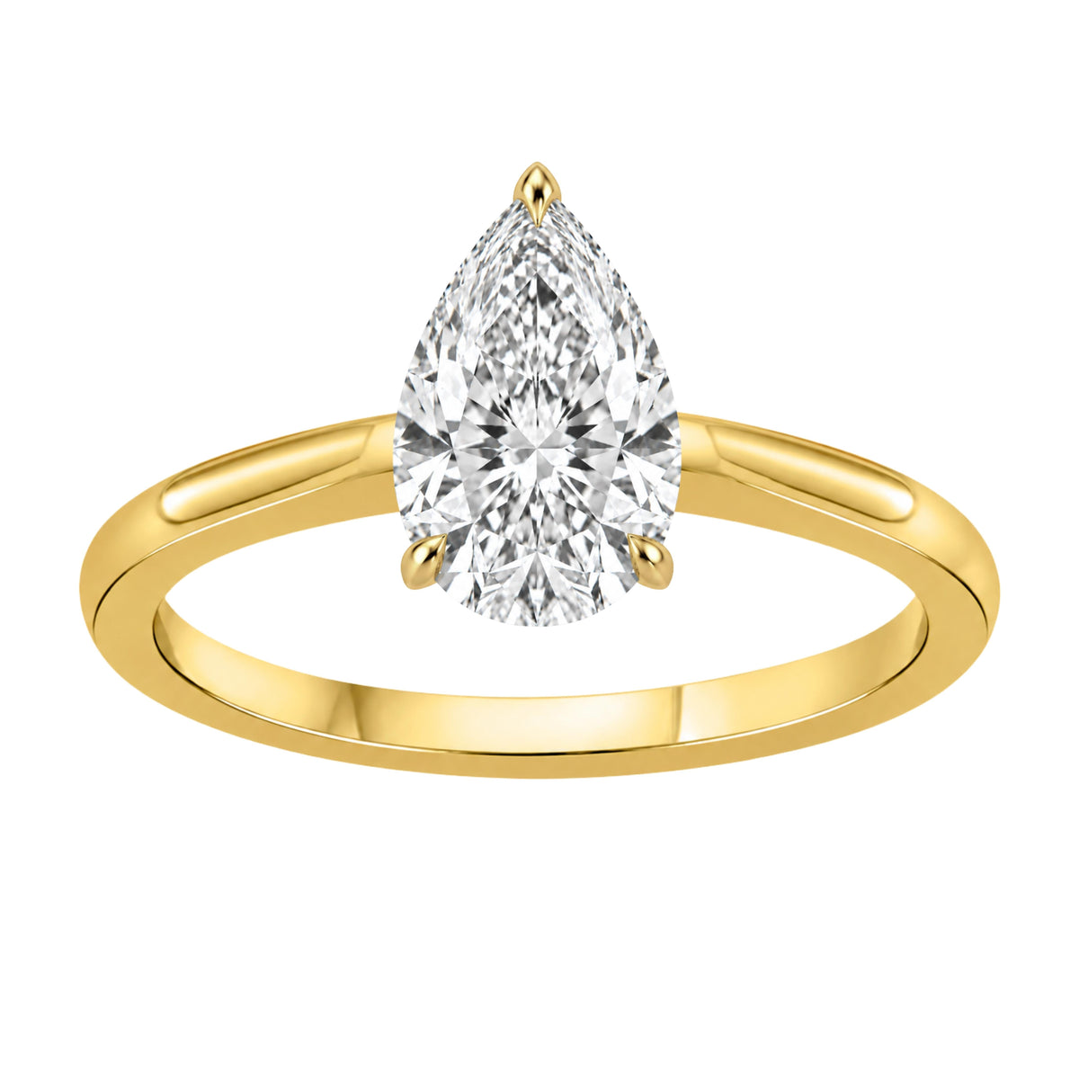 Lab-Grown Diamond Pear Cut Solitaire Engagement Ring in 14K White Gold or 14K Yellow Gold