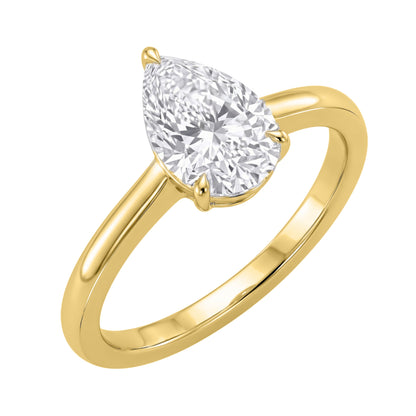 Lab-Grown Diamond Pear Cut Solitaire Engagement Ring in 14K White Gold or 14K Yellow Gold