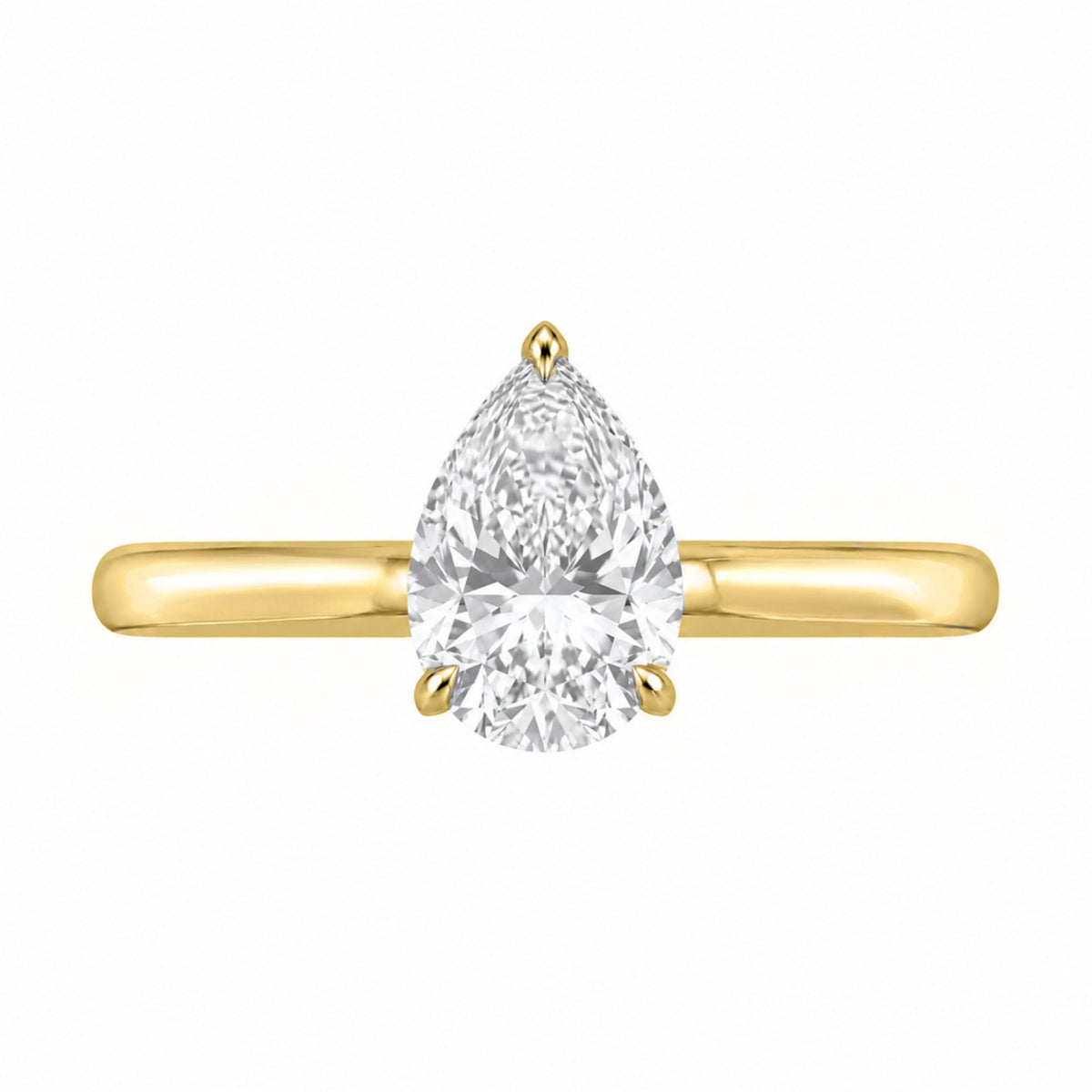 Lab-Grown Diamond Pear Cut Solitaire Engagement Ring in 14K White Gold or 14K Yellow Gold