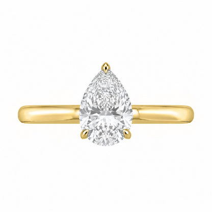 Lab-Grown Diamond Pear Cut Solitaire Engagement Ring in 14K White Gold or 14K Yellow Gold