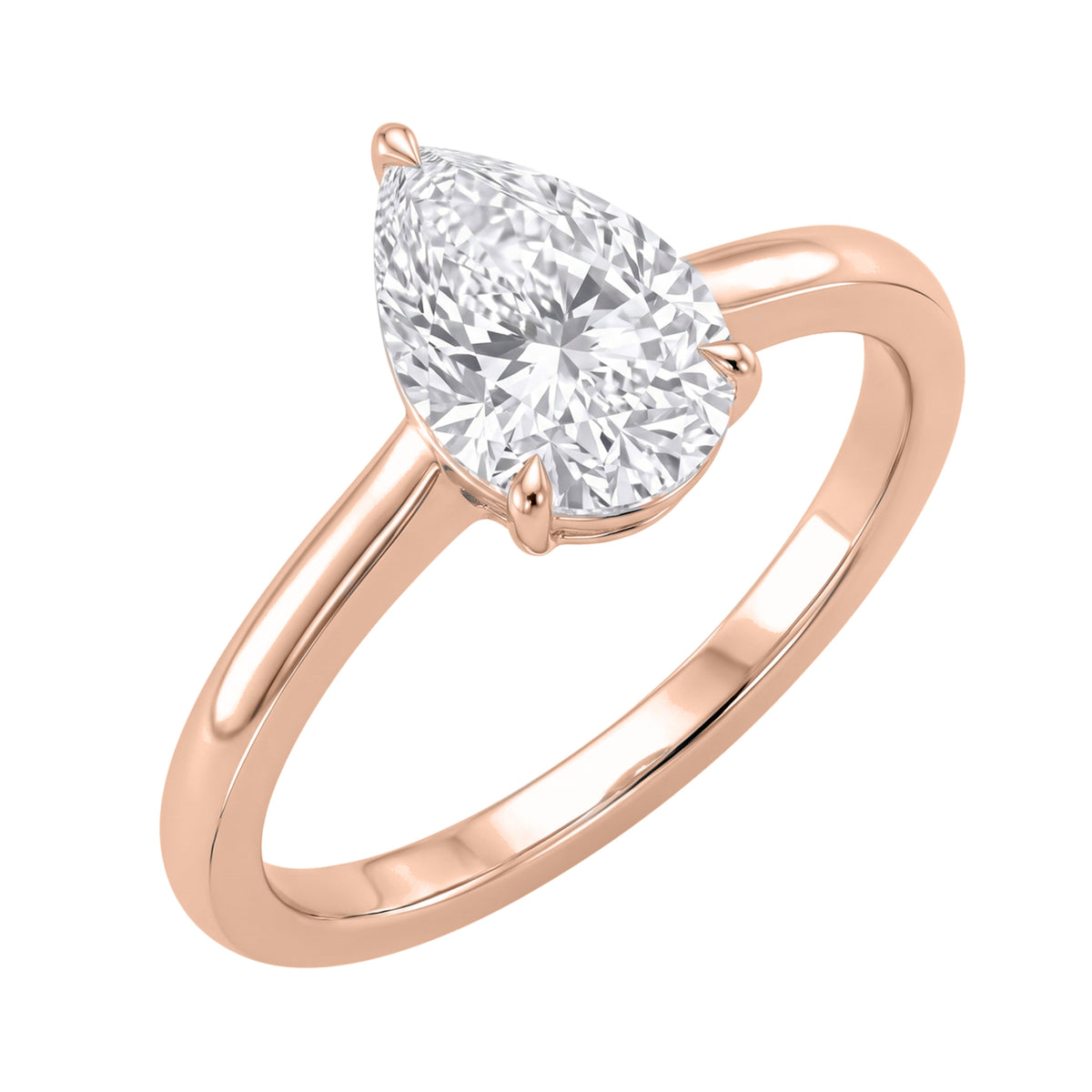 Lab-Grown Diamond Pear Cut Solitaire Engagement Ring in 14K White Gold or 14K Yellow Gold