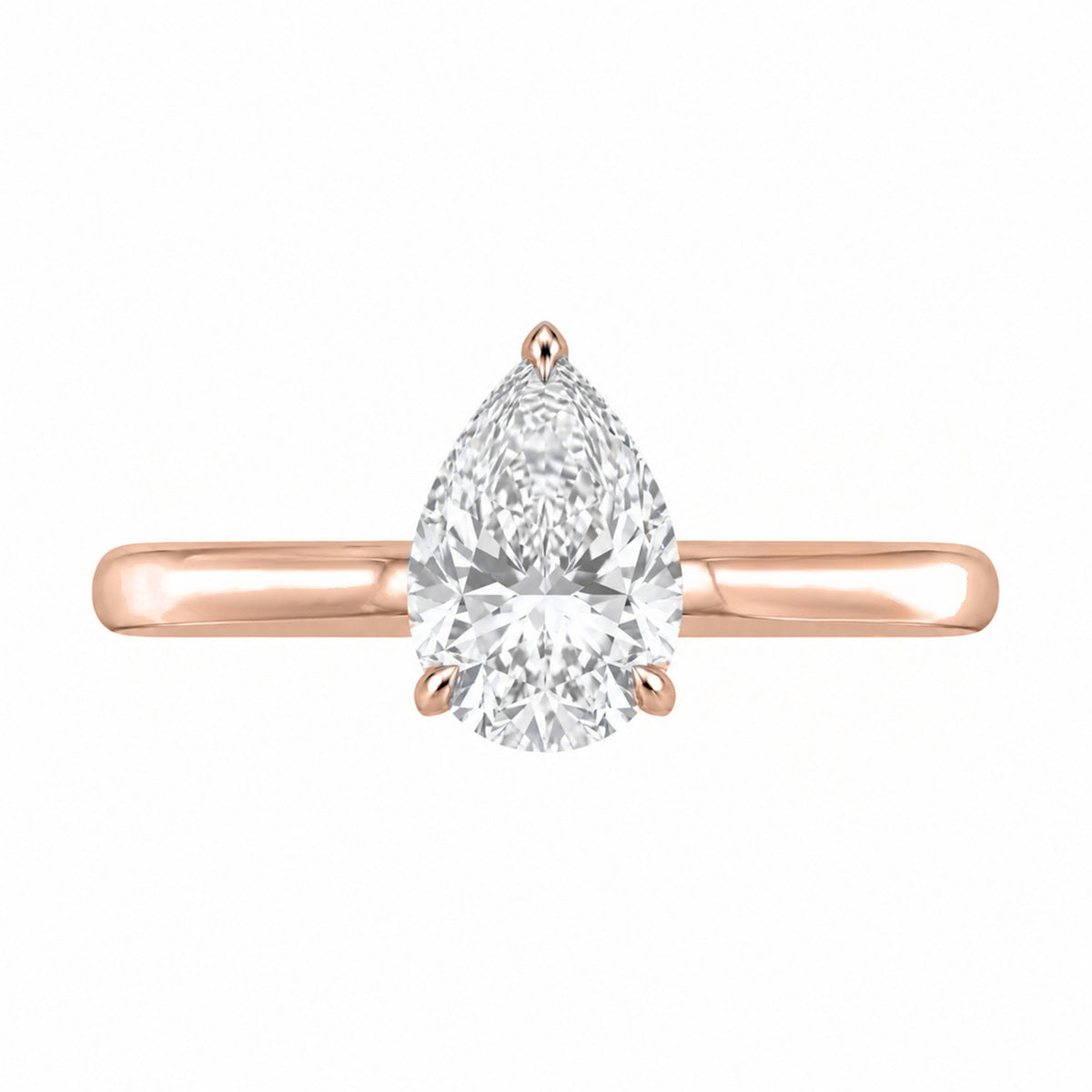 Lab-Grown Diamond Pear Cut Solitaire Engagement Ring in 14K White Gold or 14K Yellow Gold